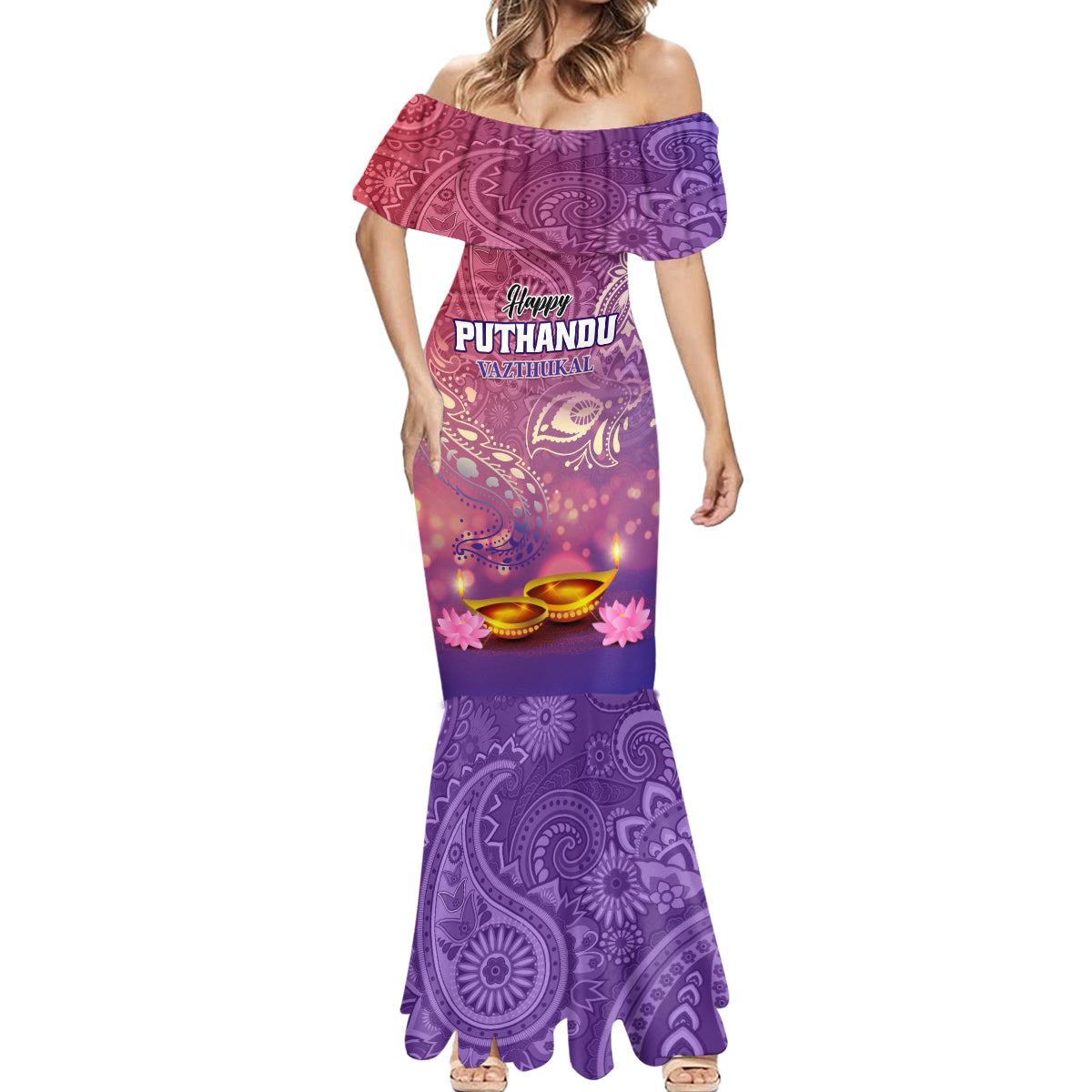 Puthandu Vazthukal 2024 Mermaid Dress Happy Tamil New Year - Wonder Print Shop