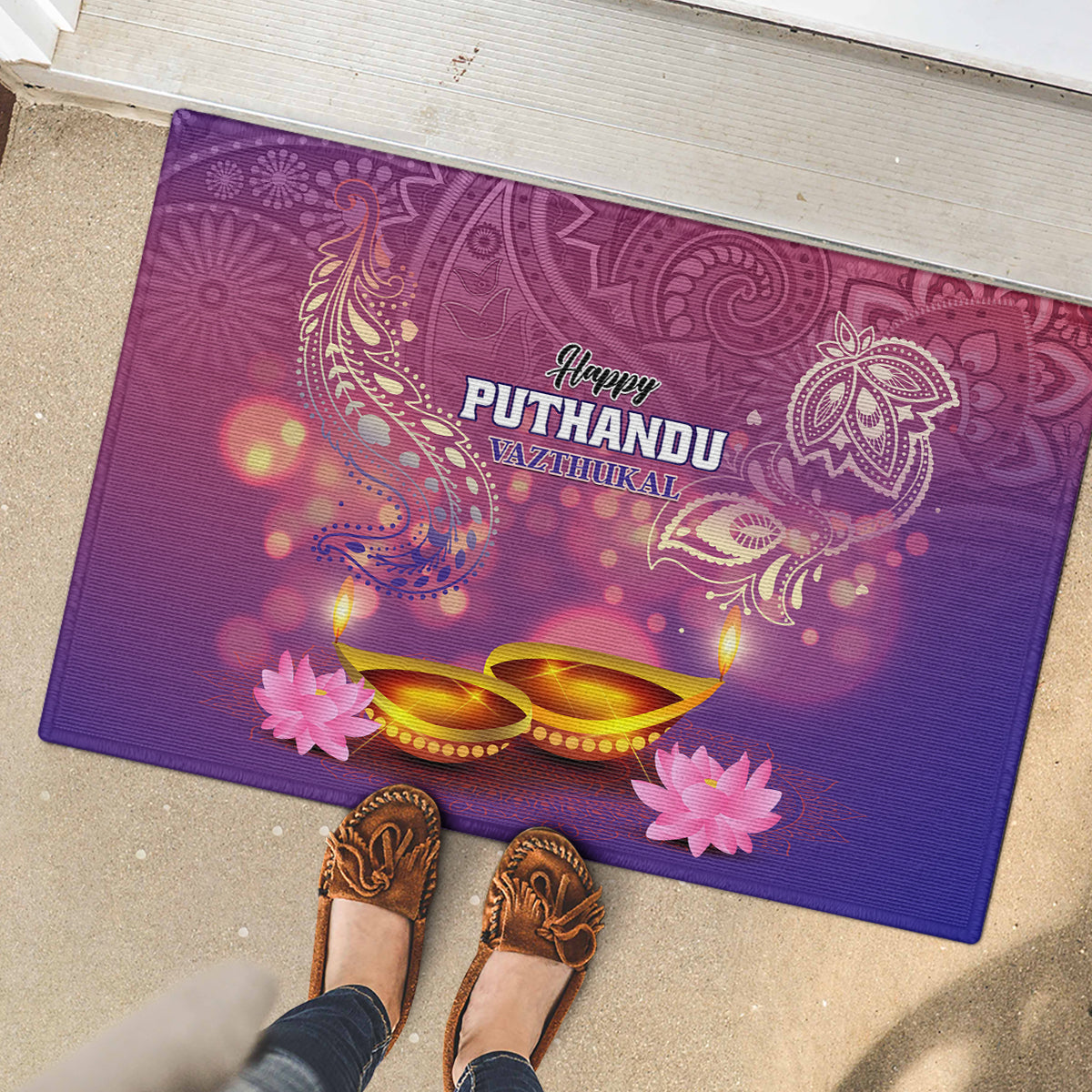 Puthandu Vazthukal 2024 Rubber Doormat Happy Tamil New Year - Wonder Print Shop