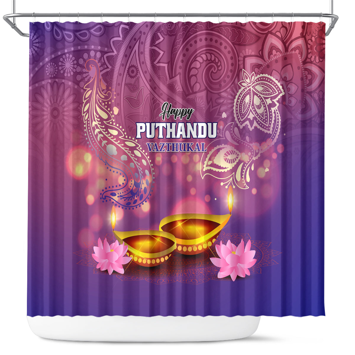 Puthandu Vazthukal 2024 Shower Curtain Happy Tamil New Year