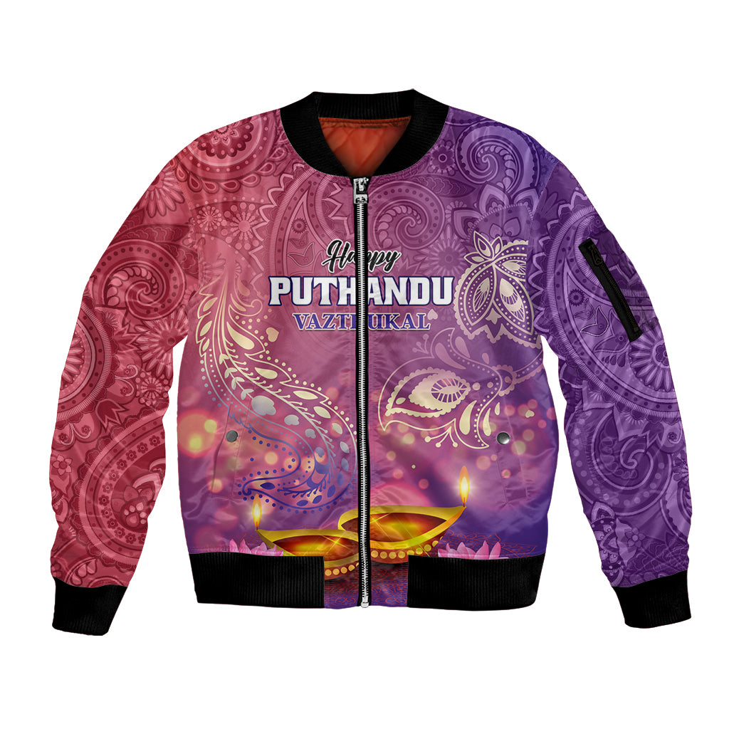 Puthandu Vazthukal 2024 Sleeve Zip Bomber Jacket Happy Tamil New Year - Wonder Print Shop