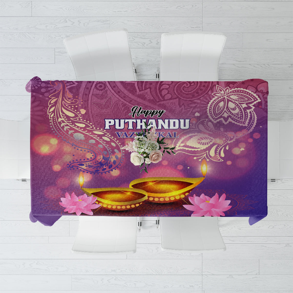 Puthandu Vazthukal 2024 Tablecloth Happy Tamil New Year - Wonder Print Shop