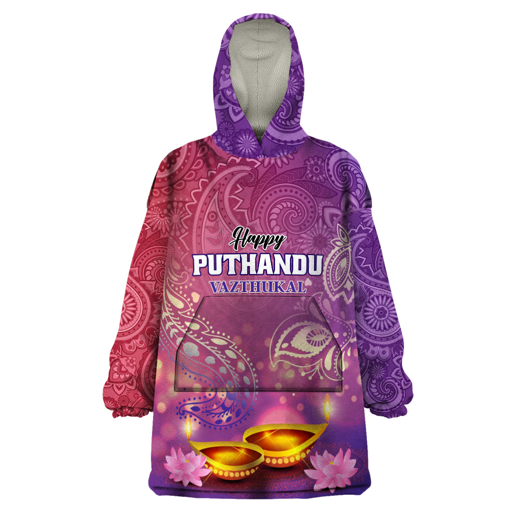 Puthandu Vazthukal 2024 Wearable Blanket Hoodie Happy Tamil New Year - Wonder Print Shop