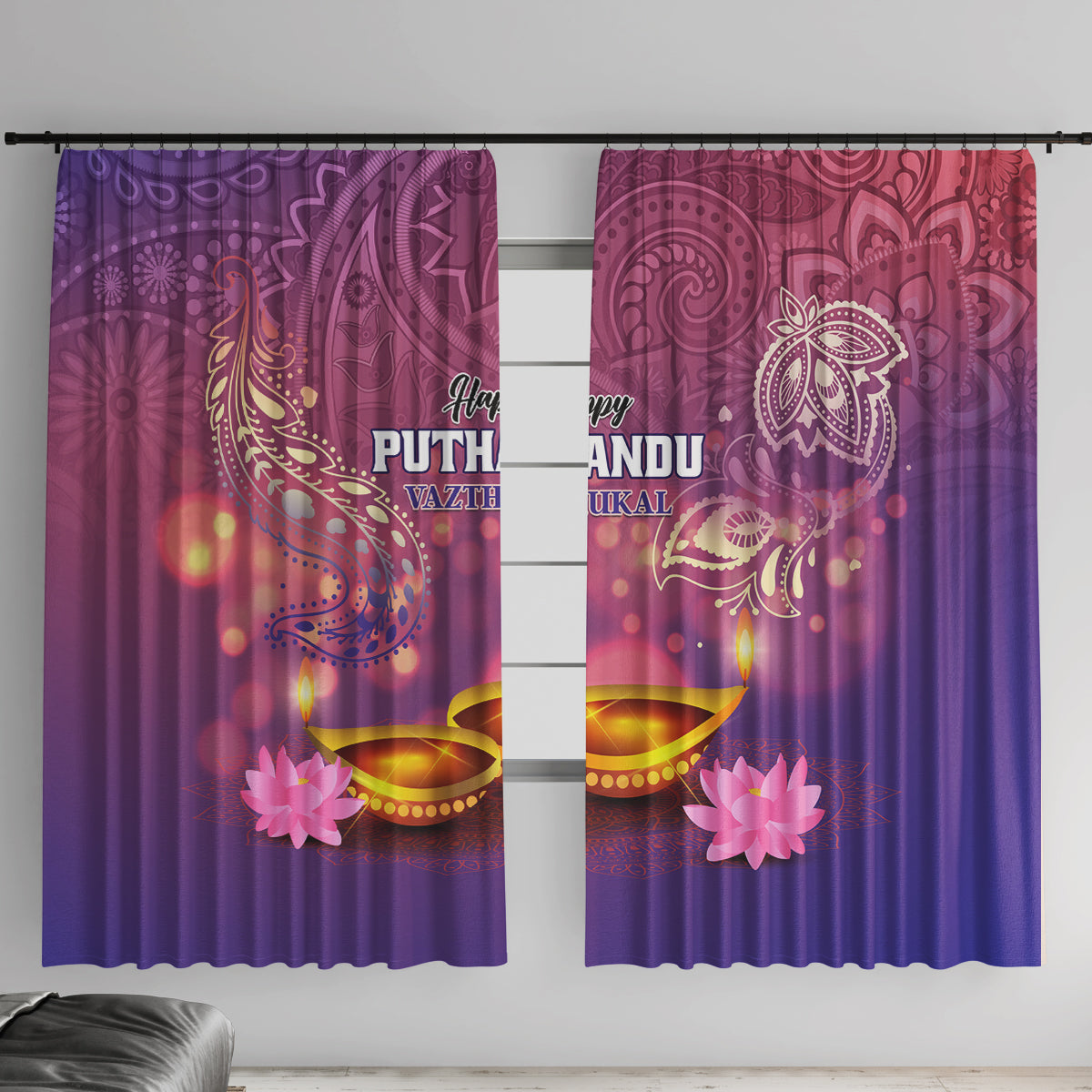 Puthandu Vazthukal 2024 Window Curtain Happy Tamil New Year - Wonder Print Shop