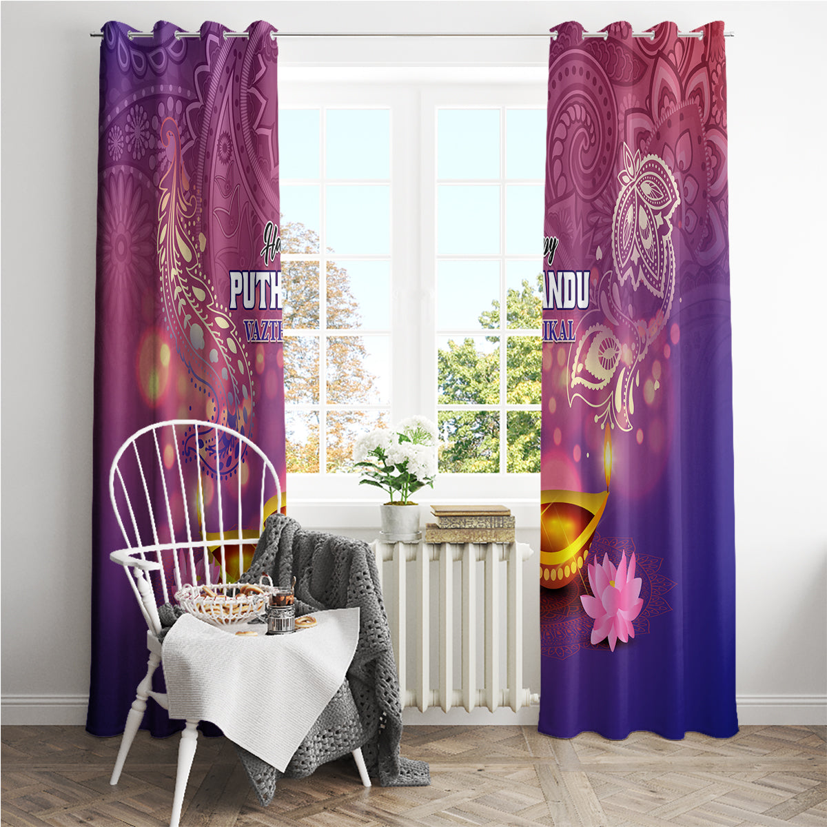 Puthandu Vazthukal 2024 Window Curtain Happy Tamil New Year - Wonder Print Shop