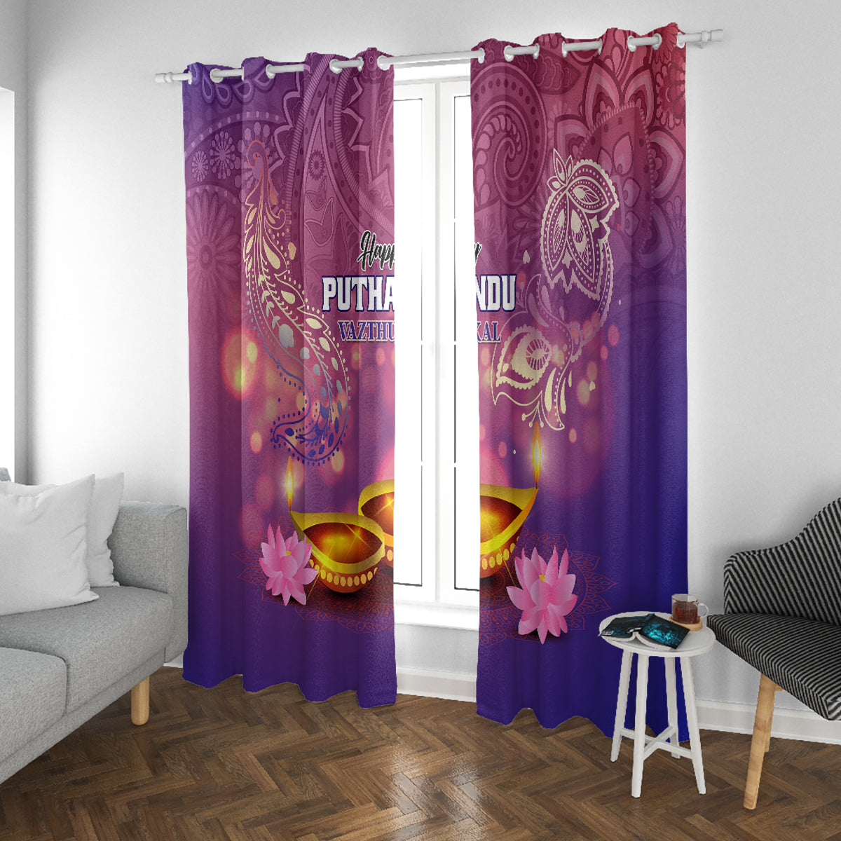 Puthandu Vazthukal 2024 Window Curtain Happy Tamil New Year - Wonder Print Shop