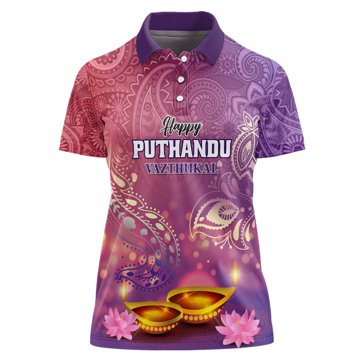 Puthandu Vazthukal 2024 Women Polo Shirt Happy Tamil New Year - Wonder Print Shop