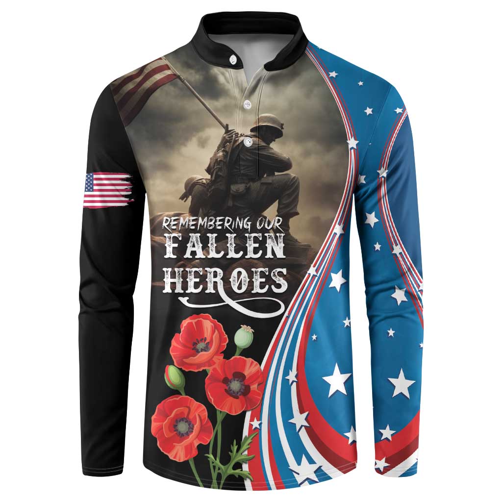 US Memorial Day 2025 Button Sweatshirt Remembering Our Fallen Heroes