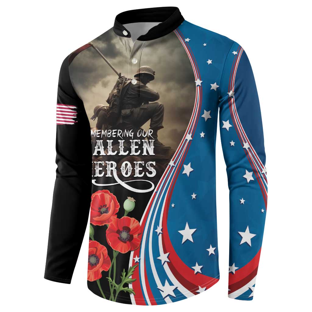 US Memorial Day 2025 Button Sweatshirt Remembering Our Fallen Heroes