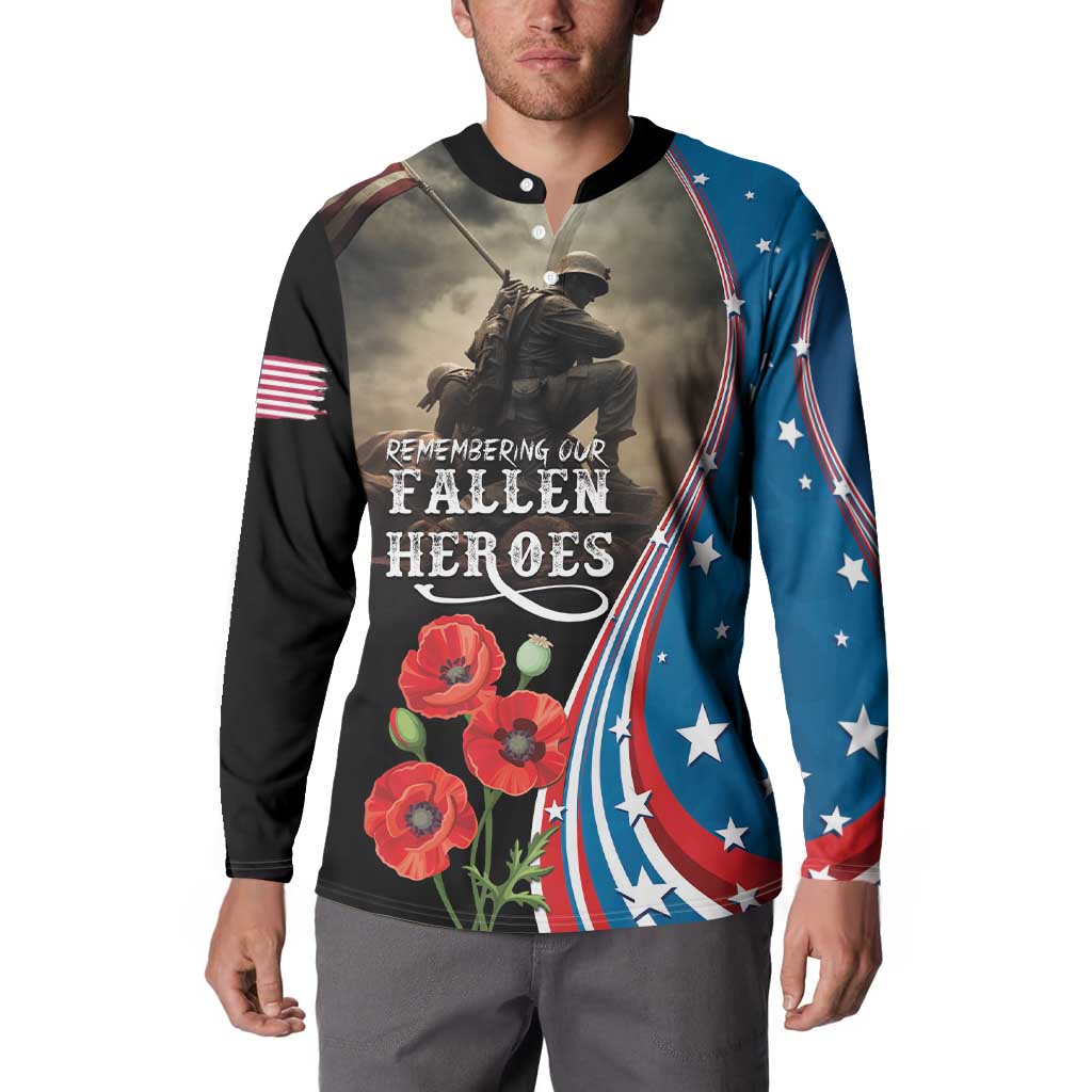 US Memorial Day 2025 Button Sweatshirt Remembering Our Fallen Heroes