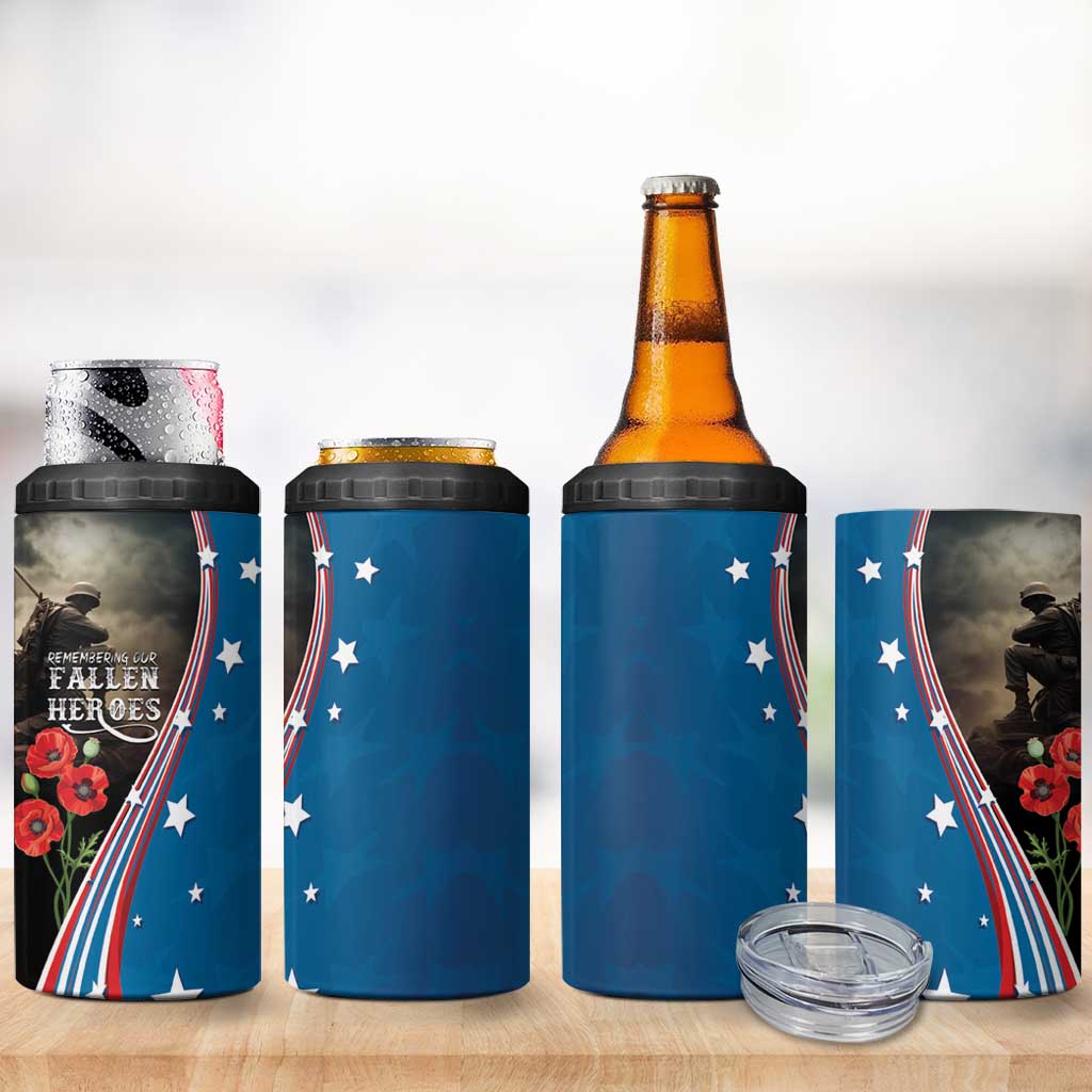 US Memorial Day 2025 4 in 1 Can Cooler Tumbler Remembering Our Fallen Heroes