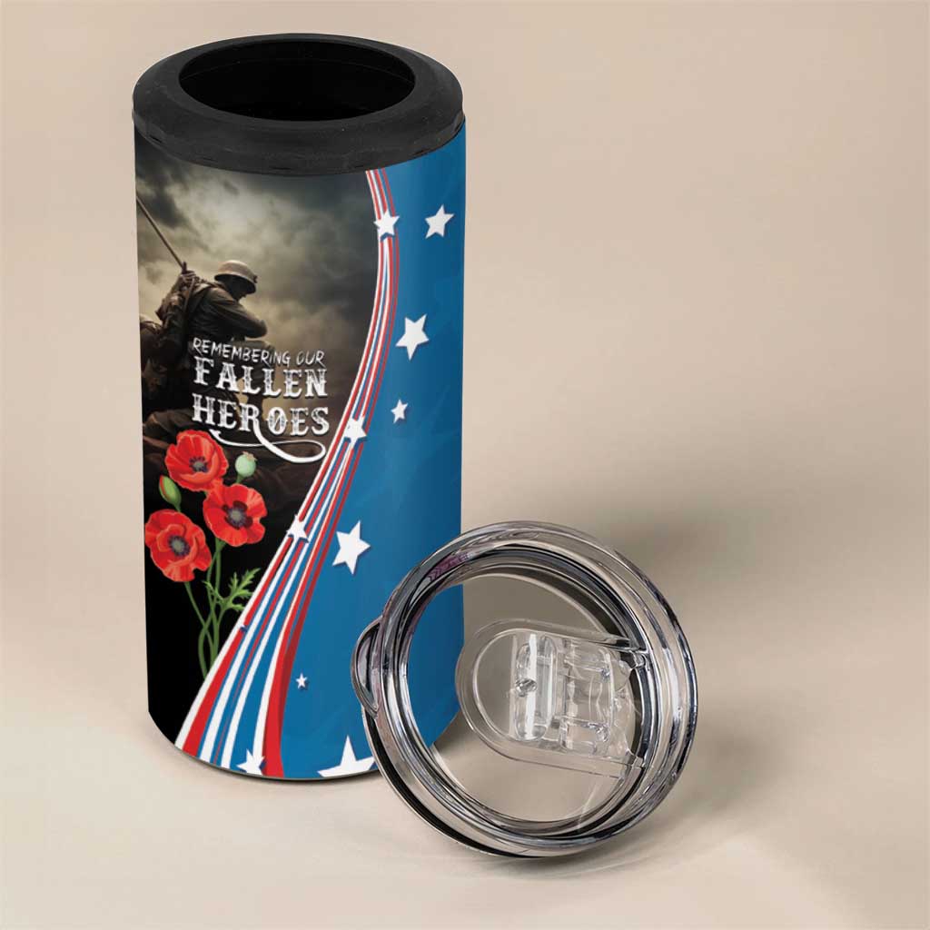 US Memorial Day 2025 4 in 1 Can Cooler Tumbler Remembering Our Fallen Heroes
