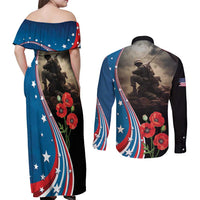 US Memorial Day 2025 Couples Matching Off Shoulder Maxi Dress and Long Sleeve Button Shirt Remembering Our Fallen Heroes