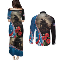 US Memorial Day 2025 Couples Matching Puletasi and Long Sleeve Button Shirt Remembering Our Fallen Heroes