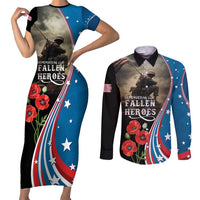 US Memorial Day 2025 Couples Matching Short Sleeve Bodycon Dress and Long Sleeve Button Shirt Remembering Our Fallen Heroes