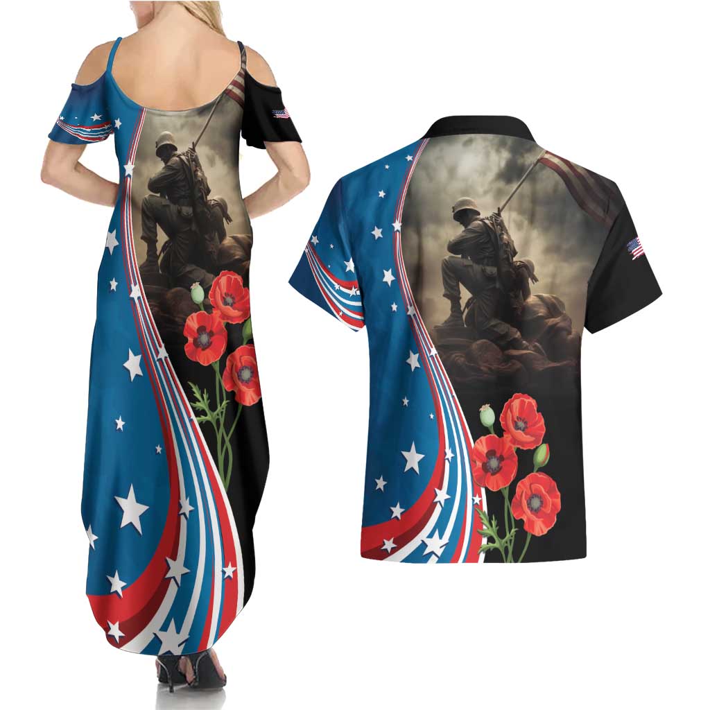 US Memorial Day 2025 Couples Matching Summer Maxi Dress and Hawaiian Shirt Remembering Our Fallen Heroes