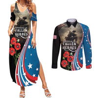 US Memorial Day 2025 Couples Matching Summer Maxi Dress and Long Sleeve Button Shirt Remembering Our Fallen Heroes