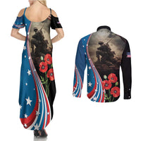 US Memorial Day 2025 Couples Matching Summer Maxi Dress and Long Sleeve Button Shirt Remembering Our Fallen Heroes