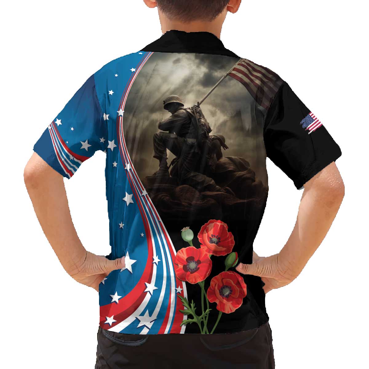 US Memorial Day 2025 Family Matching Off The Shoulder Long Sleeve Dress and Hawaiian Shirt Remembering Our Fallen Heroes