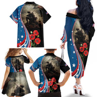 US Memorial Day 2025 Family Matching Off The Shoulder Long Sleeve Dress and Hawaiian Shirt Remembering Our Fallen Heroes