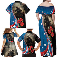 US Memorial Day 2025 Family Matching Off Shoulder Maxi Dress and Hawaiian Shirt Remembering Our Fallen Heroes