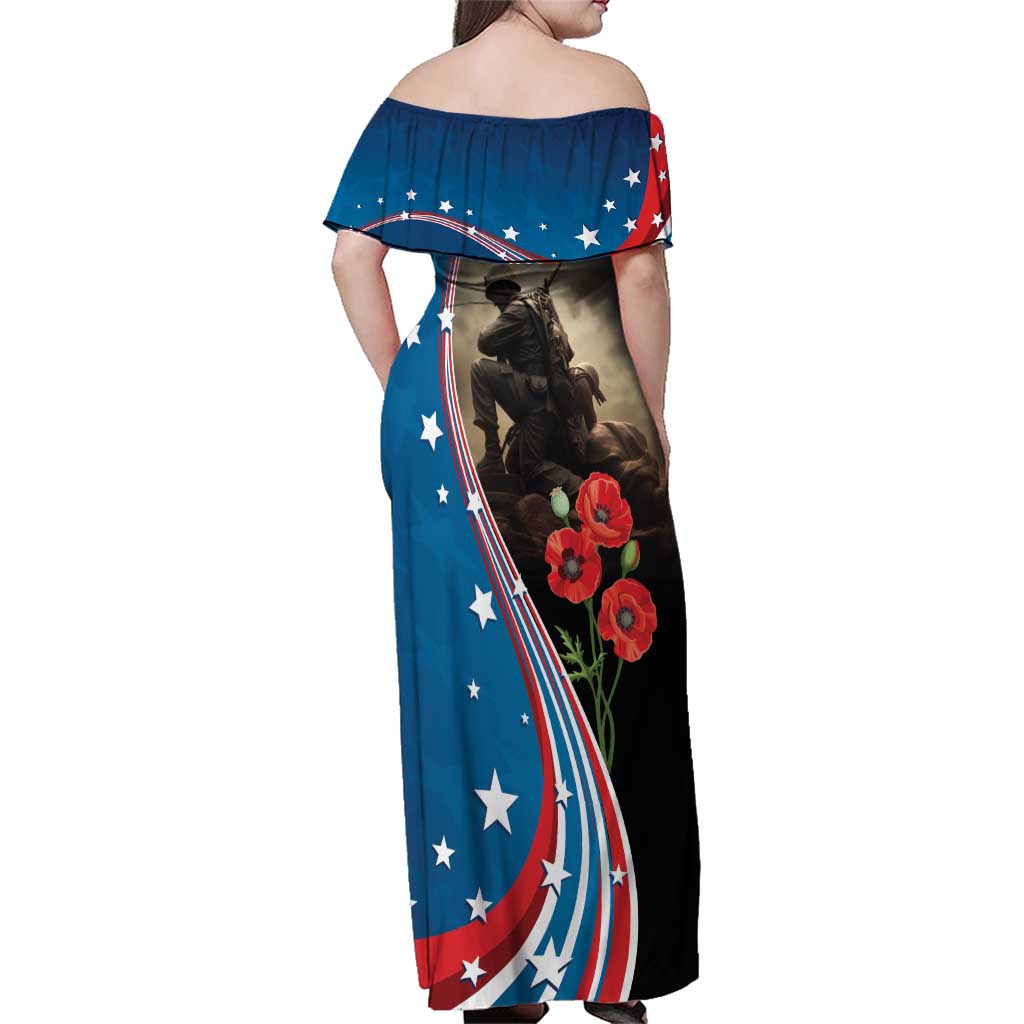 US Memorial Day 2025 Family Matching Off Shoulder Maxi Dress and Hawaiian Shirt Remembering Our Fallen Heroes