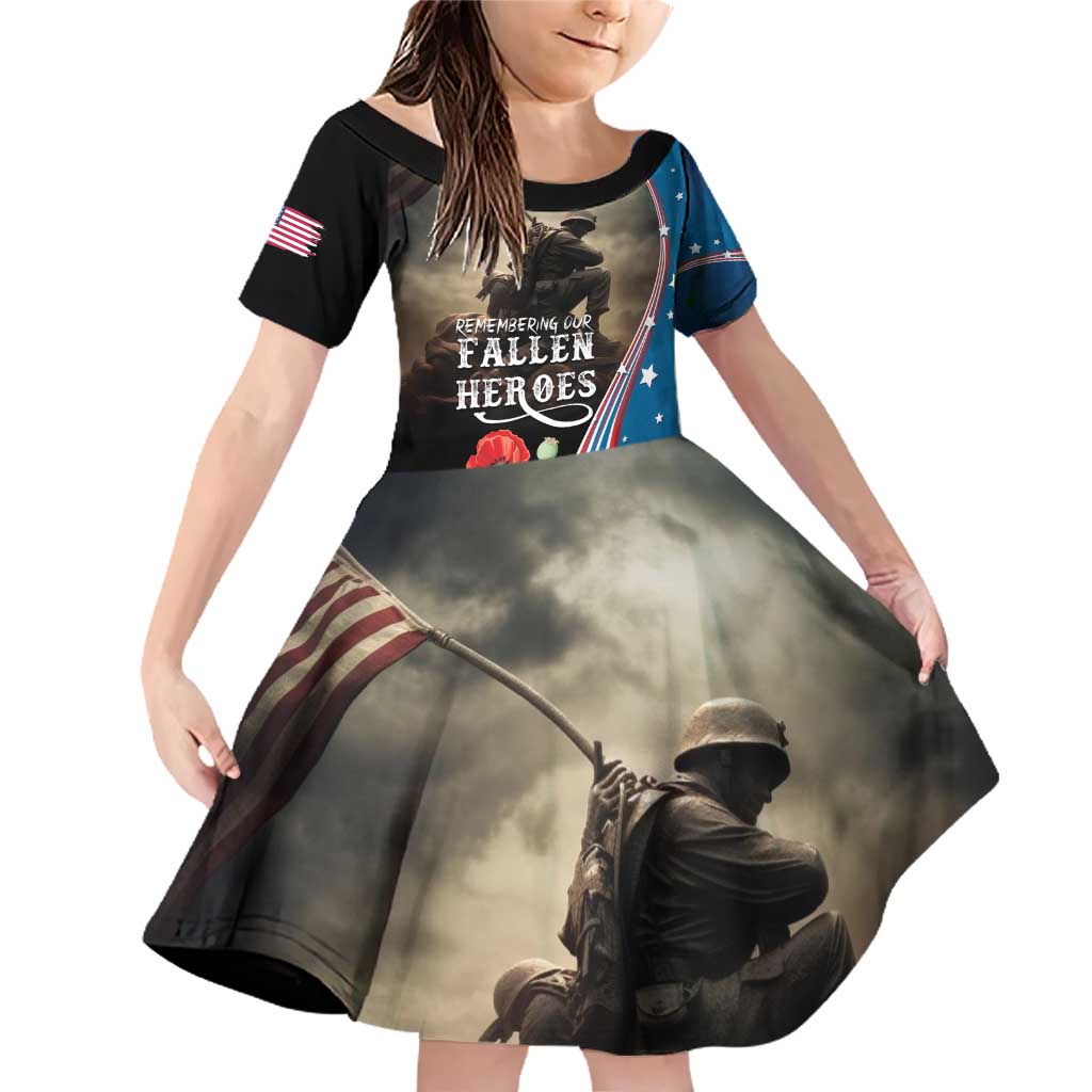 US Memorial Day 2025 Family Matching Off Shoulder Short Dress and Hawaiian Shirt Remembering Our Fallen Heroes