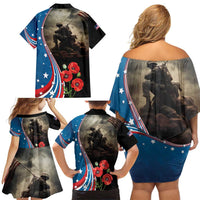 US Memorial Day 2025 Family Matching Off Shoulder Short Dress and Hawaiian Shirt Remembering Our Fallen Heroes