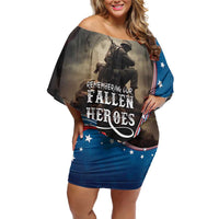 US Memorial Day 2025 Family Matching Off Shoulder Short Dress and Hawaiian Shirt Remembering Our Fallen Heroes