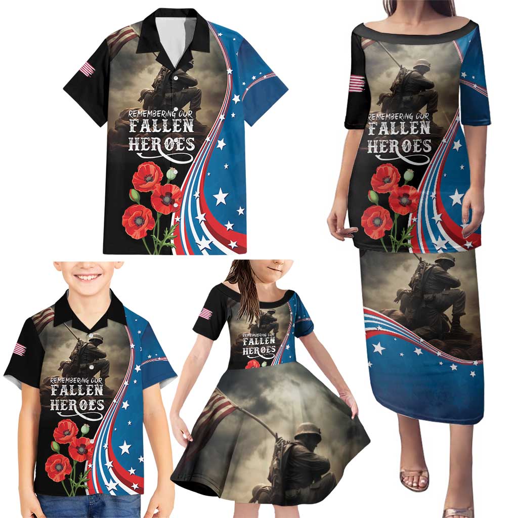 US Memorial Day 2025 Family Matching Puletasi and Hawaiian Shirt Remembering Our Fallen Heroes