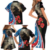 US Memorial Day 2025 Family Matching Short Sleeve Bodycon Dress and Hawaiian Shirt Remembering Our Fallen Heroes