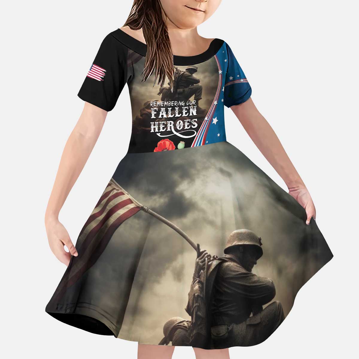 US Memorial Day 2025 Kid Short Sleeve Dress Remembering Our Fallen Heroes