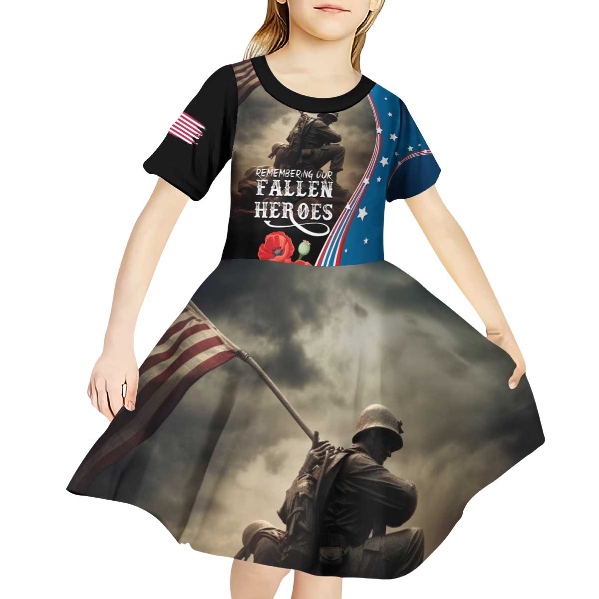 US Memorial Day 2025 Kid Short Sleeve Dress Remembering Our Fallen Heroes