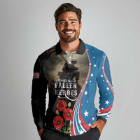US Memorial Day 2025 Long Sleeve Polo Shirt Remembering Our Fallen Heroes
