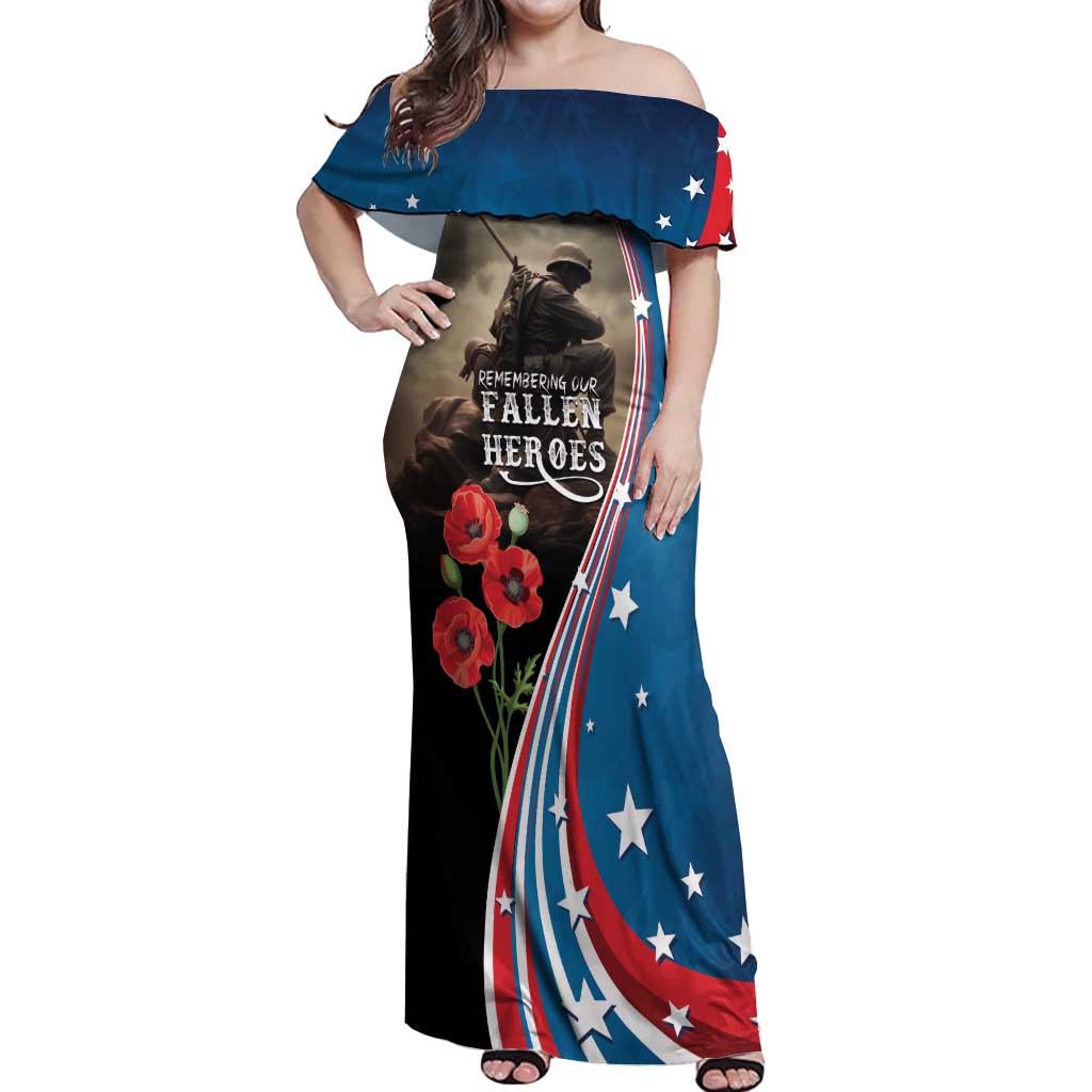 US Memorial Day 2025 Off Shoulder Maxi Dress Remembering Our Fallen Heroes