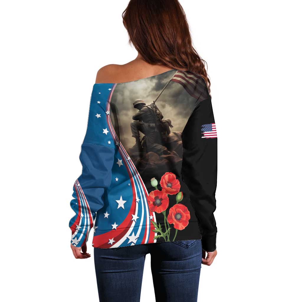US Memorial Day 2025 Off Shoulder Sweater Remembering Our Fallen Heroes