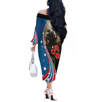 US Memorial Day 2025 Off The Shoulder Long Sleeve Dress Remembering Our Fallen Heroes