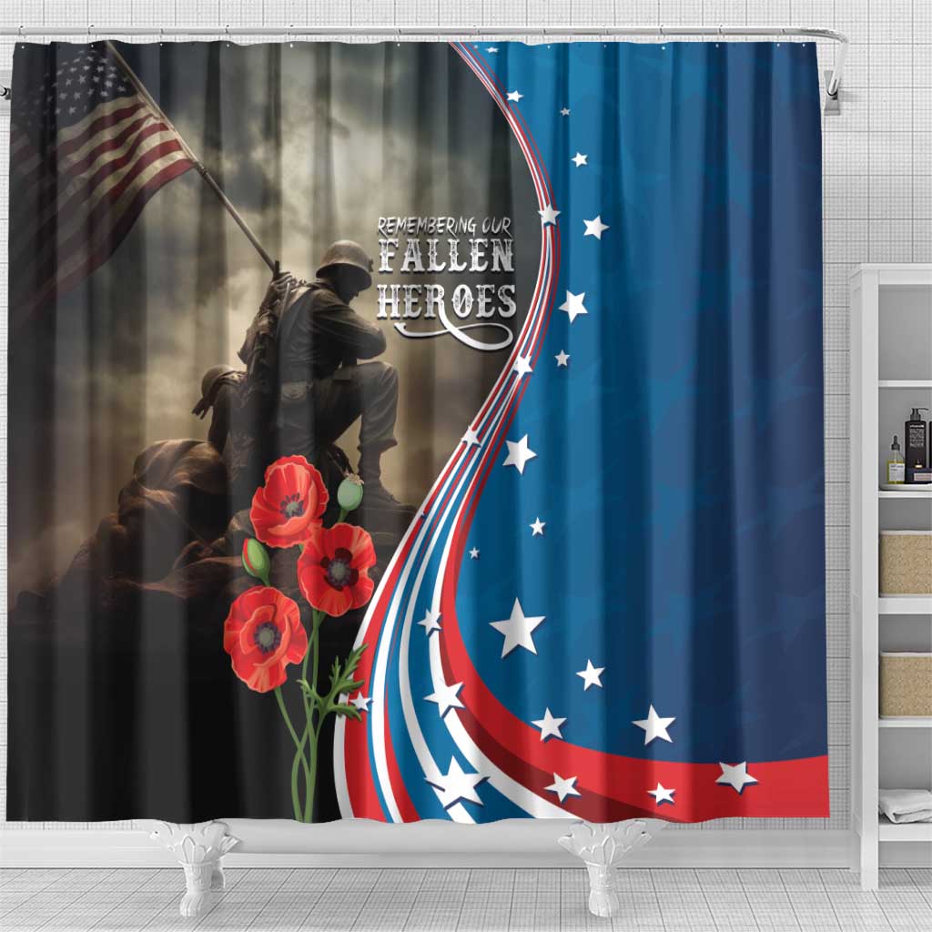 US Memorial Day 2025 Shower Curtain Remembering Our Fallen Heroes