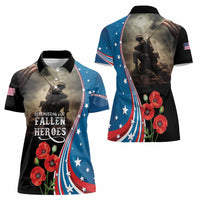 US Memorial Day 2025 Women Polo Shirt Remembering Our Fallen Heroes
