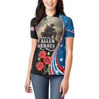 US Memorial Day 2025 Women Polo Shirt Remembering Our Fallen Heroes