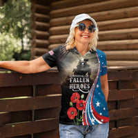 US Memorial Day 2025 Women Polo Shirt Remembering Our Fallen Heroes