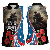 US Memorial Day 2025 Women Sleeveless Polo Shirt Remembering Our Fallen Heroes