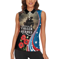 US Memorial Day 2025 Women Sleeveless Polo Shirt Remembering Our Fallen Heroes