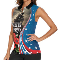 US Memorial Day 2025 Women Sleeveless Polo Shirt Remembering Our Fallen Heroes
