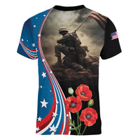 US Memorial Day 2025 Women V-Neck T-Shirt Remembering Our Fallen Heroes