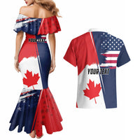 Personalized Canada Goose x USA Band Eagle Faced Off Couples Matching Mermaid Dress and Hawaiian Shirt