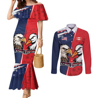 Personalized Canada Goose x USA Band Eagle Faced Off Couples Matching Mermaid Dress and Long Sleeve Button Shirt