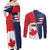 Personalized Canada Goose x USA Band Eagle Faced Off Couples Matching Off Shoulder Maxi Dress and Long Sleeve Button Shirt