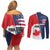 Personalized Canada Goose x USA Band Eagle Faced Off Couples Matching Off Shoulder Short Dress and Long Sleeve Button Shirt