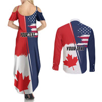 Personalized Canada Goose x USA Band Eagle Faced Off Couples Matching Summer Maxi Dress and Long Sleeve Button Shirt