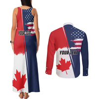 Personalized Canada Goose x USA Band Eagle Faced Off Couples Matching Tank Maxi Dress and Long Sleeve Button Shirt